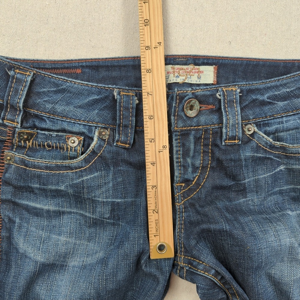 1921 Jeans Womens 28 Blue Surplus Flare Distressed Faded Boho - Picture 8 of 16